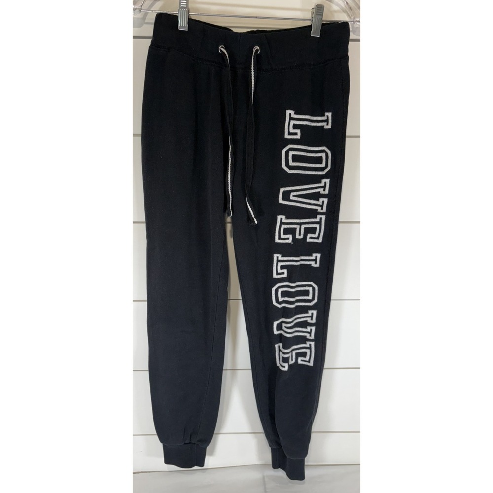 LOVE LOVE‎ Black Sweat Pants Jogger Pants Comfy Tie Waist Size M Medium
